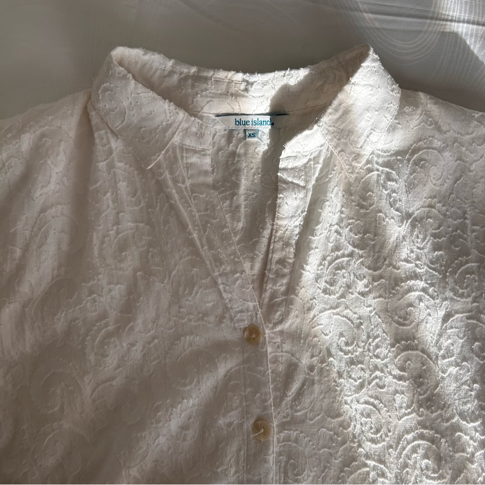 NWOT 100% Cotton Textured Button Down Tunic Mini Dress Cover Up